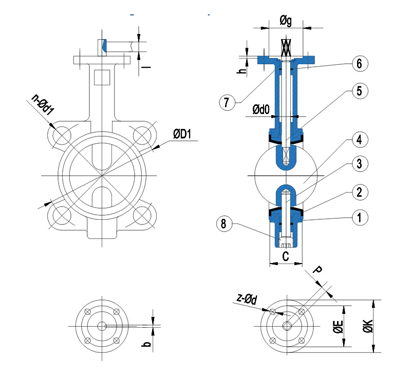 Two Half Shaft with Wafer Butterfly Valve